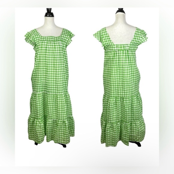 Draper James Green Gingham Midi Dress - Picture 13 of 16